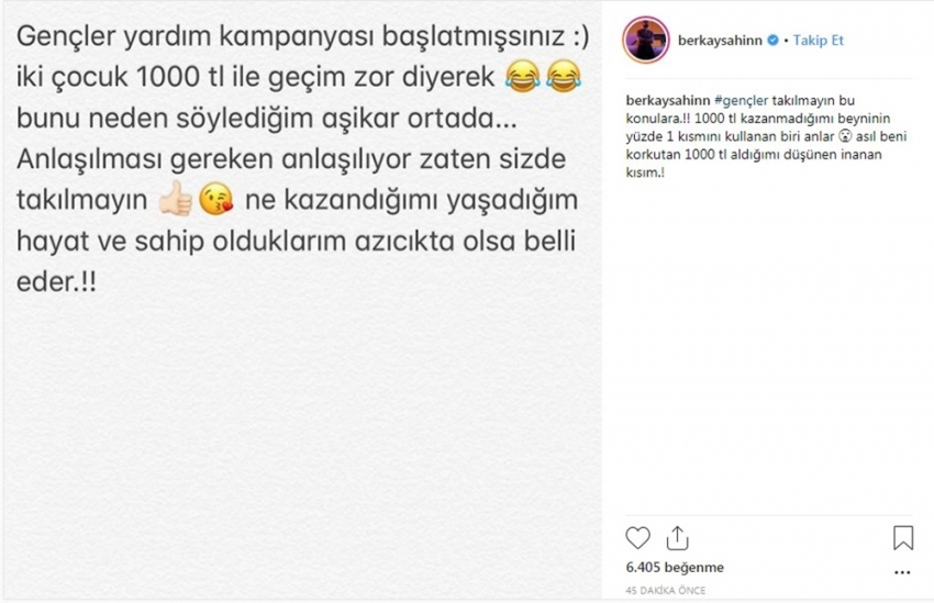 Berkay’dan ’aylık gelirine’ ilişkin açıklama