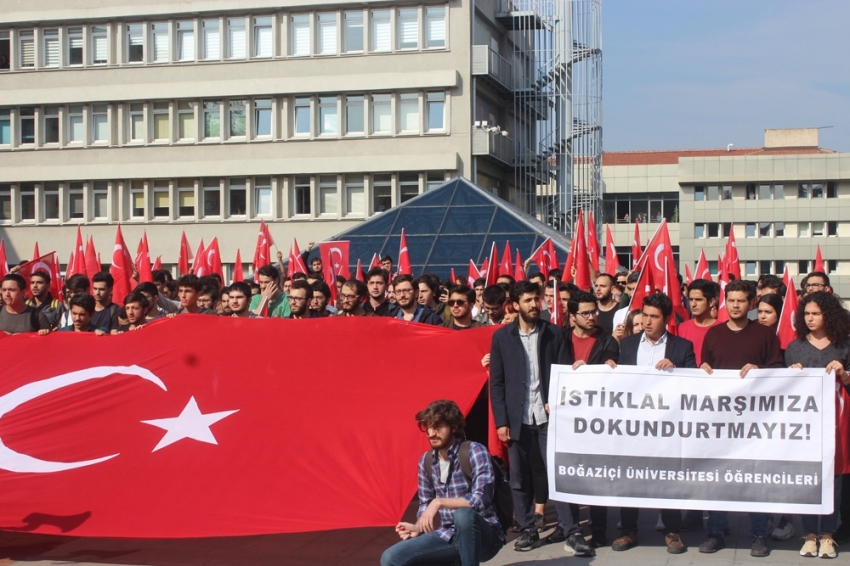 Boğaziçili öğrencilerden İstiklal Marşı’na saygısızlığa tepki