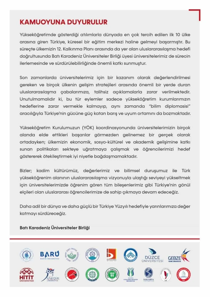 17 üniversiteden ortak bildiri: &quot;Türkiye’nin gönül elçileri uluslararası öğrencilerimize sahip çıkmaya devam edeceğiz&quot;
