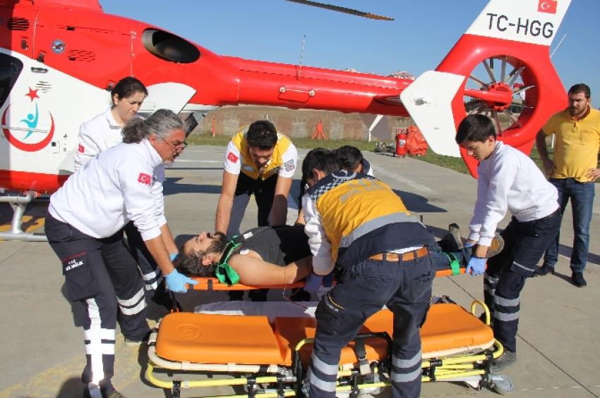 İmdadına ambulans helikopter yetişti