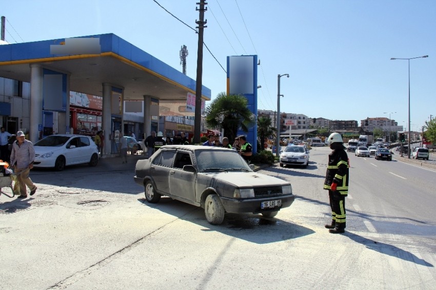 Bir saat önce aldığı araç yandı