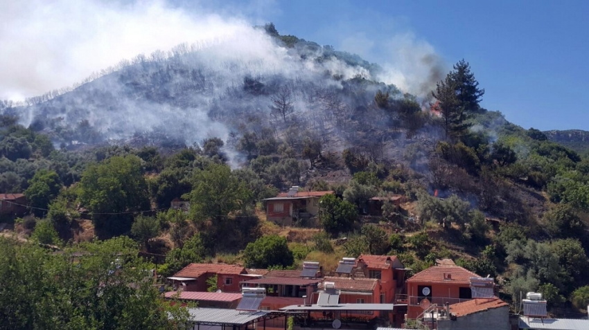 İzmir’de korkutan yangın yerleşim yerlerine ilerliyor