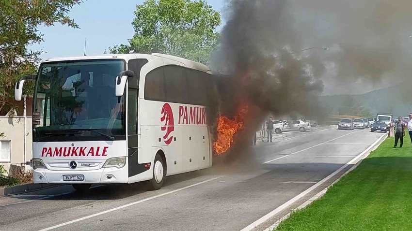 Alev alev yanan yolcu otobüsünde can pazarı