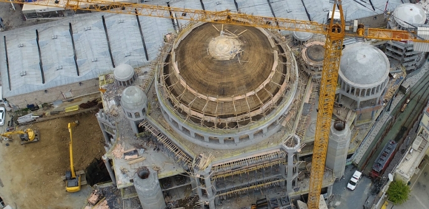 Taksim Camii inşaatında son durum havadan görüntülendi