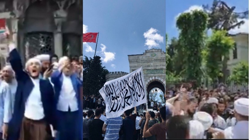 Gericilerden Beyazıt'ta provokasyon: Hilafet bayrağı açtılar