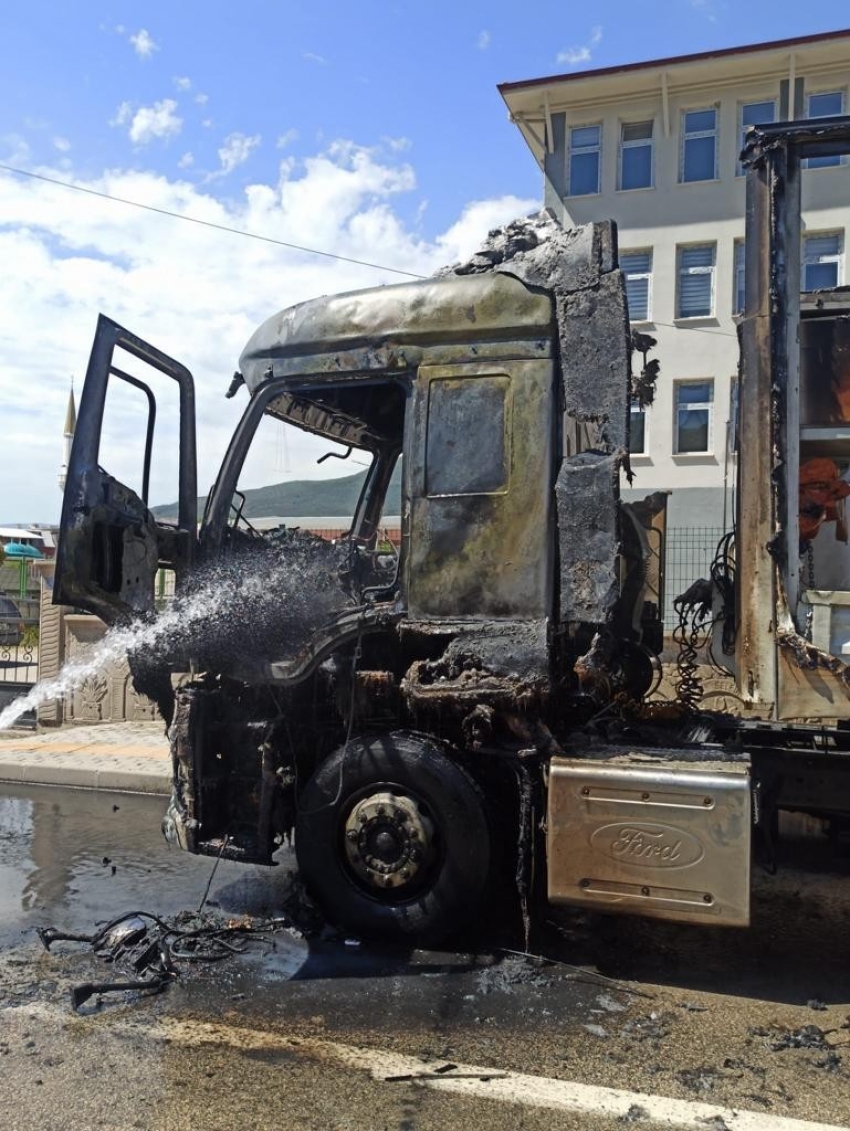 Gemlik’te otomobil ve TIR alev alev yandı