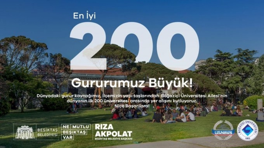 Dünya sıralamasında ilk 200’e giren Boğaziçi Üniversitesi’ne Başkan Akpolat’tan tebrik