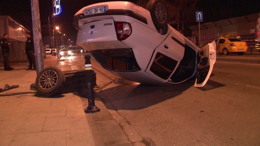 Bağdat Caddesi’nde takla atan otomobil kamerada