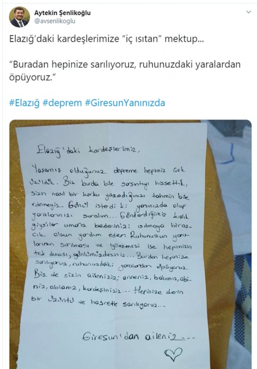 Yardım paketinden çıkan not duygulandırdı: ’Ruhunuzdaki yaralardan öpüyoruz”