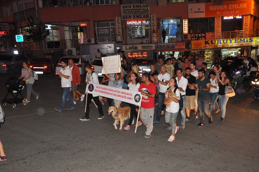 Tekme atılan köpek için yürüdüler!