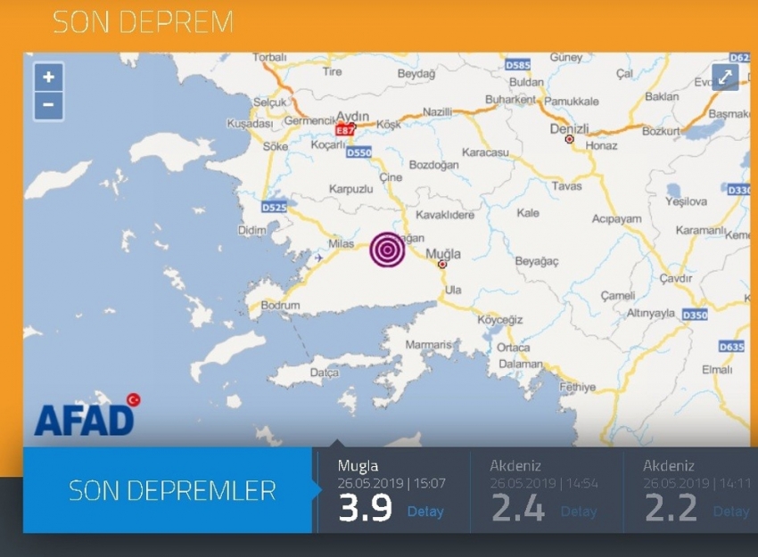 Muğla’da 3.9 büyüklüğünde deprem!