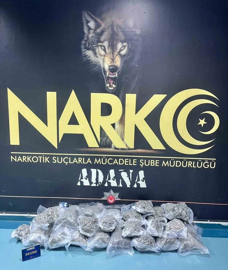 Adana’da 16 kilo 820 gram esrar ele geçildi
