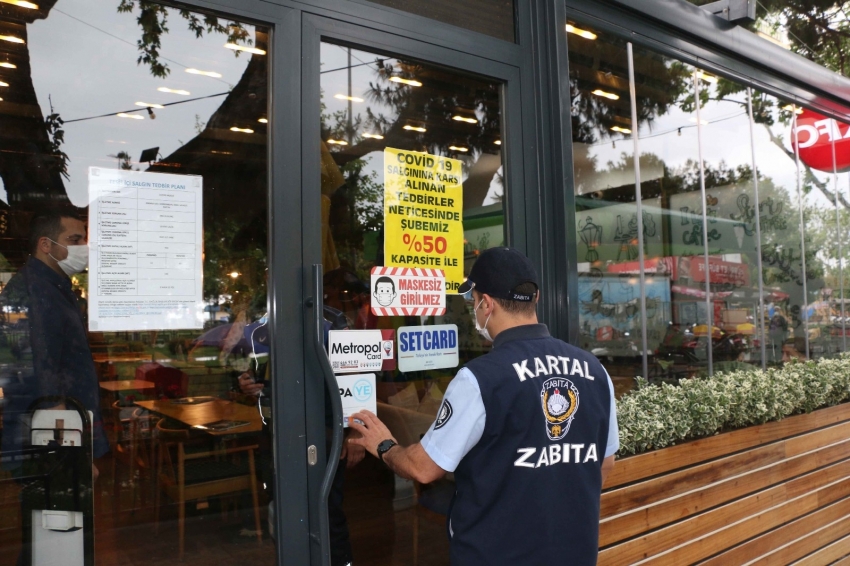 Kartal zabıtasından kademeli normalleşmede Covid -19 denetimi