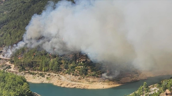 Alanya'da çıkan orman yangınına havadan ve karadan müdahale ediliyor