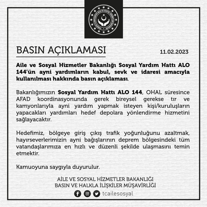 ALO 144, OHAL sürecinde yardım yapmak isteyenler için yönlendirme hattı olacak