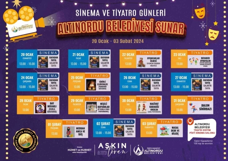 Altınordu’da çocuklar için ara tatilde sinema günleri başlıyor
