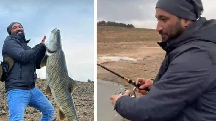 Amatör balıkçı 1.16 metre uzunluğunda turna balığı yakaladı