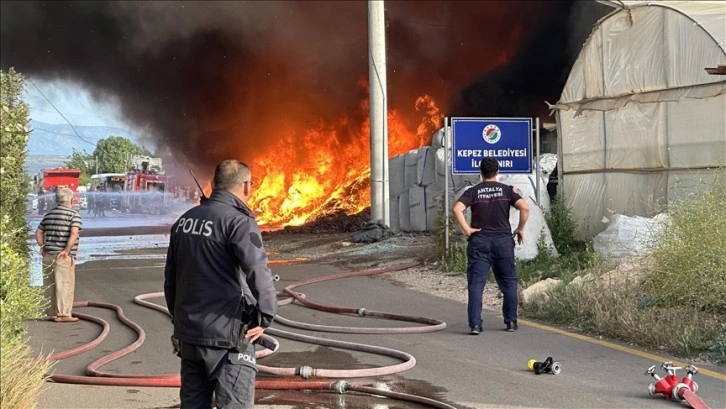 Antalya'da geri dönüşüm deposunda çıkan yangın seralara sıçradı