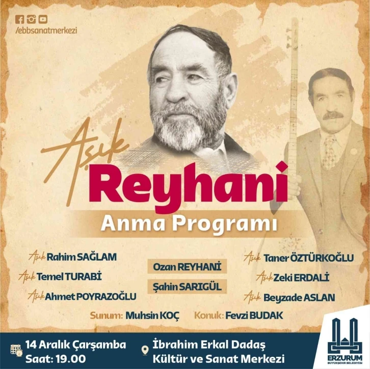 Âşık Reyhani’ye vefa gecesi düzenleniyor
