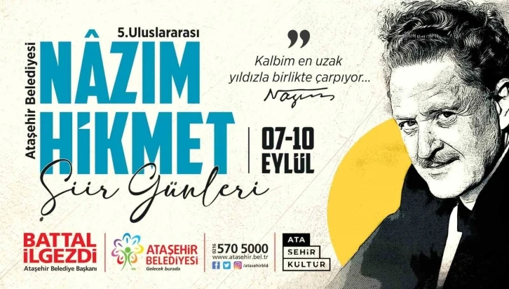 Ataşehir’de “5. Uluslararası Nâzım Hikmet Şiir Günleri” başlıyor
