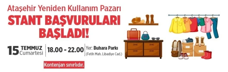 Ataşehir yeniden kullanım pazarı yaz boyunca parklarda kurulacak
