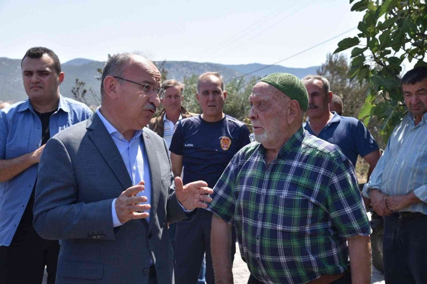 Vali Karadeniz, yangın bölgesinde incelemelerde bulundu