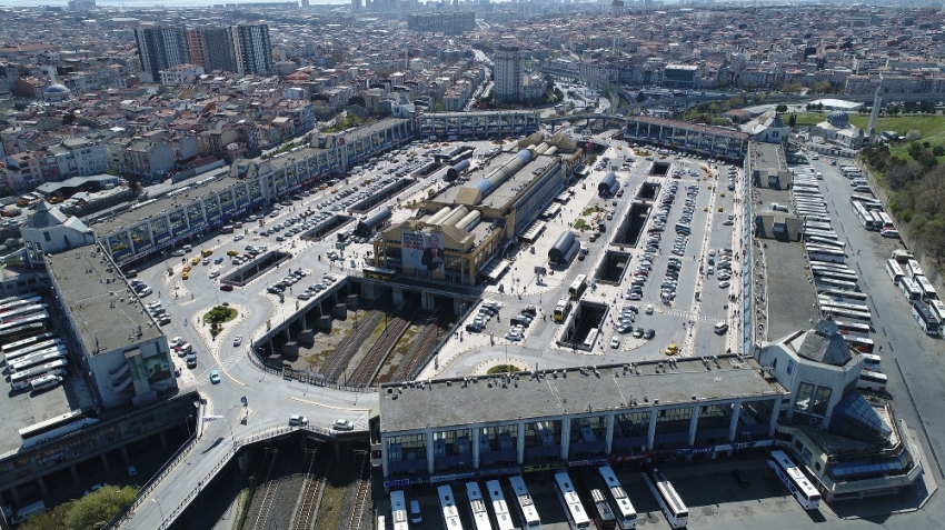 Otogarda seçim yoğunluğu havadan görüntülendi