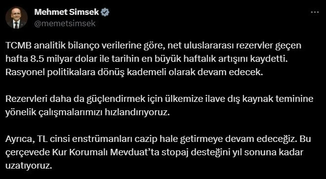 Bakan Şimşek: “Ülkemize ilave dış kaynak teminine yönelik çalışmalarımızı hızlandırıyoruz”
