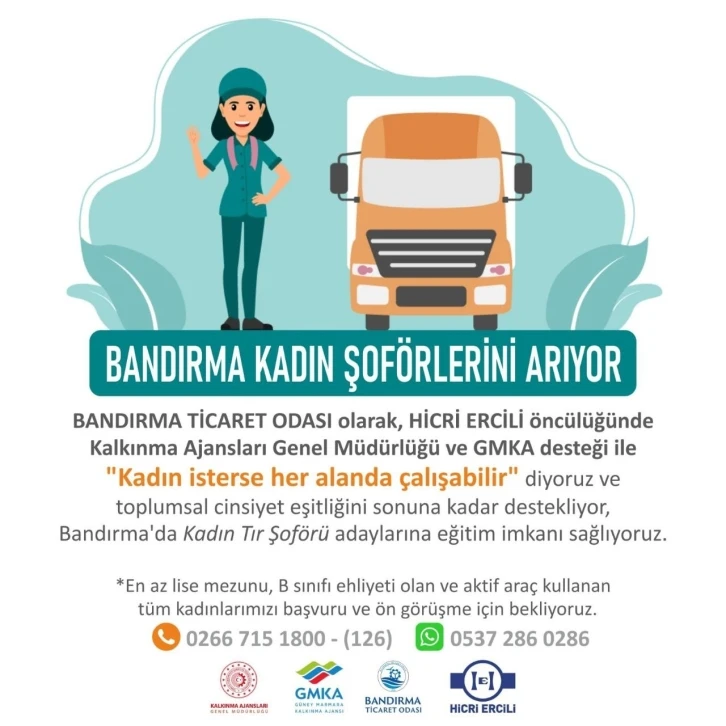 Bandırma Ticaret Odasında kadın tır şoförü eğitimleri başlıyor
