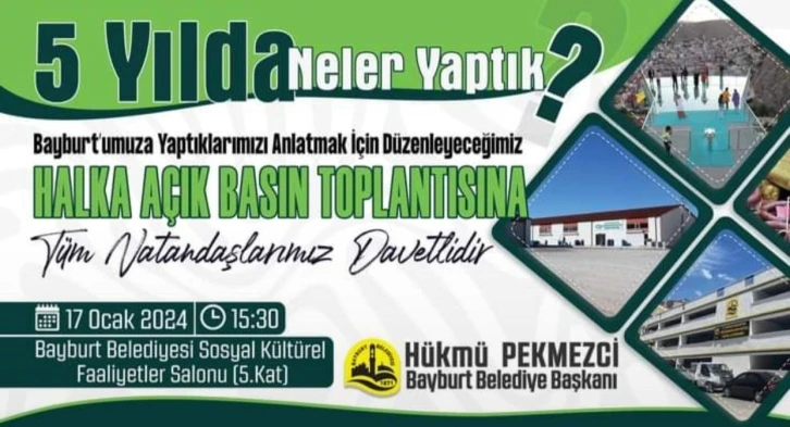 Başkan Pekmezci halka açık toplantıda Bayburtlularla bir araya gelecek görev süresini değerlendirecek
