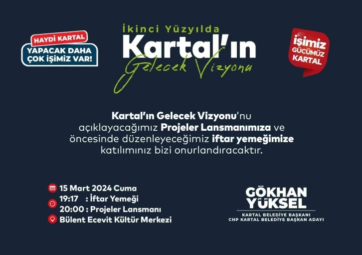 Başkan Yüksel Cumhuriyet’in ikinci yüzyılında Kartal’ın gelecek vizyonunu açıklayacak
