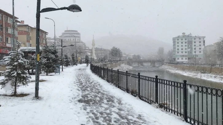 Bayburt güne kar yağışıyla uyandı
