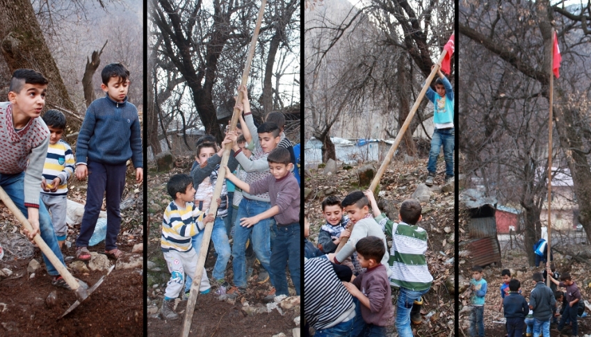 Şırnaklı çocukların bayrak sevgisi