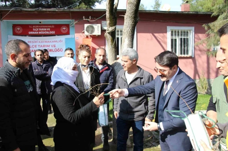 Beşiri’de çiftçilere ücretsiz 12 bin adet badem ve fıstık fidanı dağıtıldı
