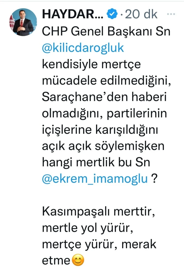 Beyoğlu Belediye Başkanı Yıldız’dan İmamoğlu’na "Kasımpaşa ve mertlik" tepkisi
