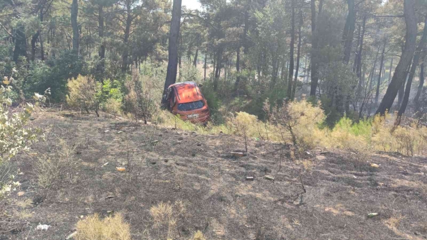 Kaza sonrası çıkan orman yangını kontrol altında