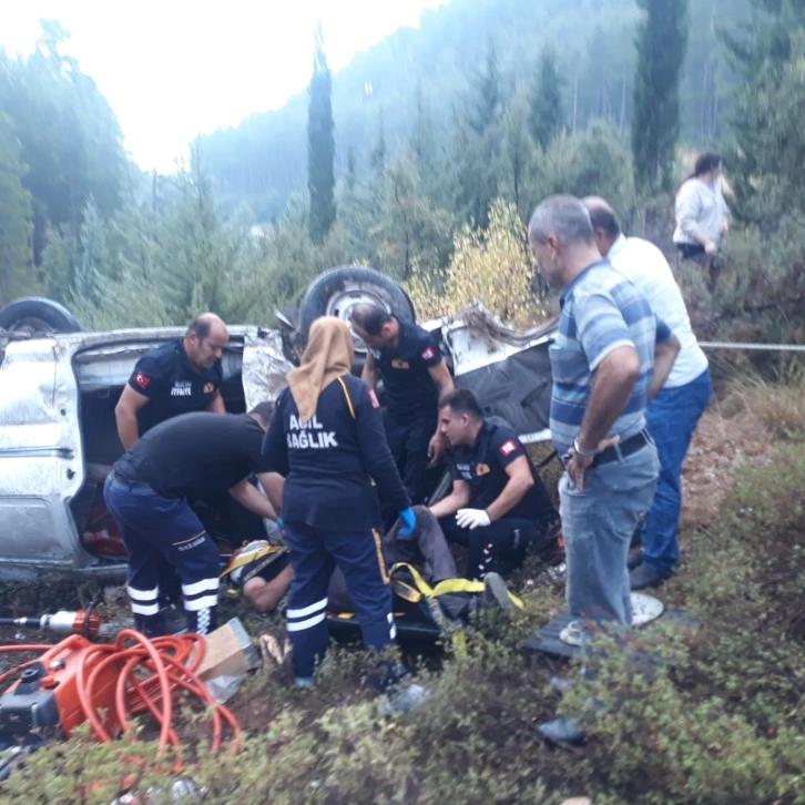 Burdur’da kontrolden çıkan otomobil şarampole devrildi, 1 yaralı
