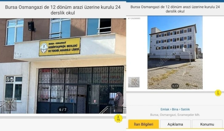 Bursa'da devlet okulu ilanla satışa çıkarıldı