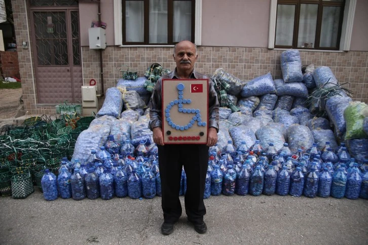 Bursa'da topladığı tonlarca kapakla engelliler için umut oldu