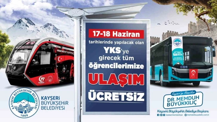 Büyükşehir’den YKS öğrencilerine ücretsiz ulaşım desteği
