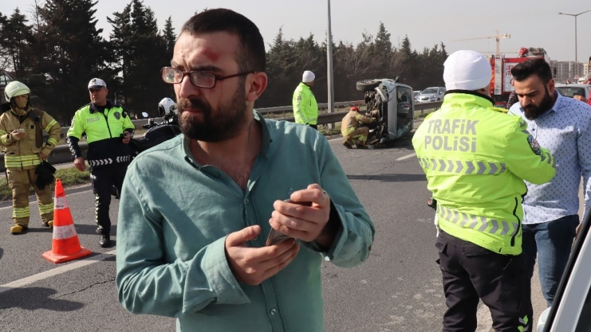 Kaza yapıp ters şeride uçtu, yarış pisti yapılmasını istedi