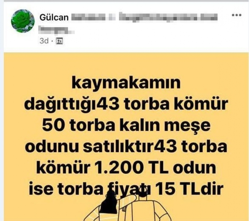 Devletin yardım için verdiği kömürleri satmaya kalktı