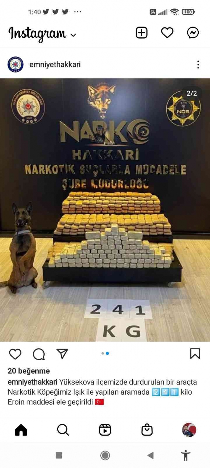 Bir araçta 241 kilo eroin ele geçirdi