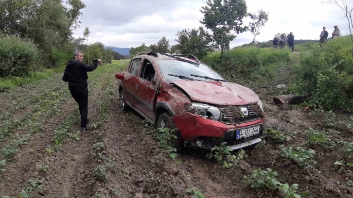 Cip patates tarlasına uçtu: 2 yaralı
