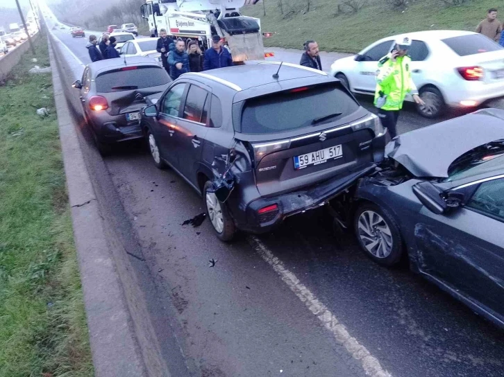 Çorlu’da 10 araçlı zincirleme kaza: 1 yaralı
