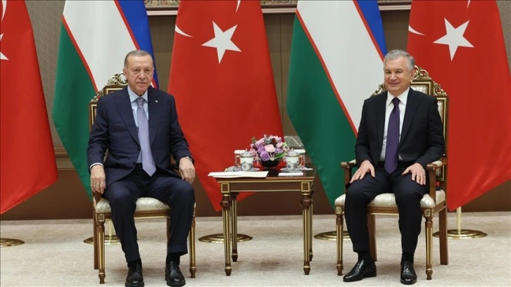 Cumhurbaşkanı Erdoğan, Özbekistan Cumhurbaşkanı Mirziyoyev ile görüştü