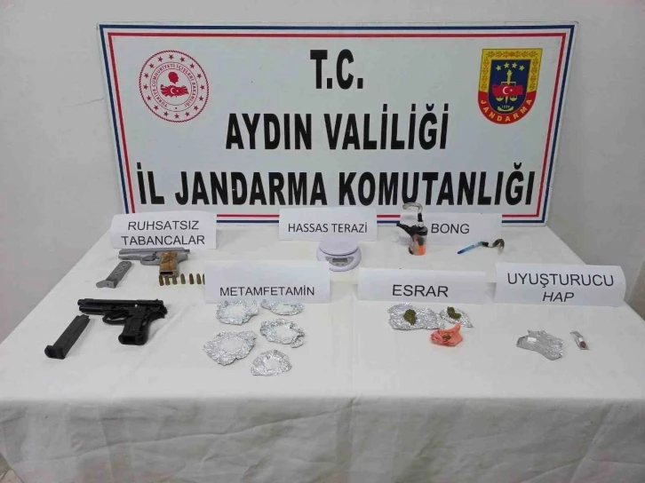 Didim’de uyuşturucu madde ve ruhsatsız tabanca geçirildi
