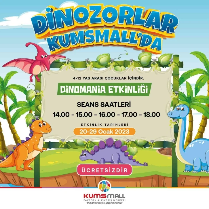 Dinozorlar, KUMSMALL ile Kayseri’ye geliyor
