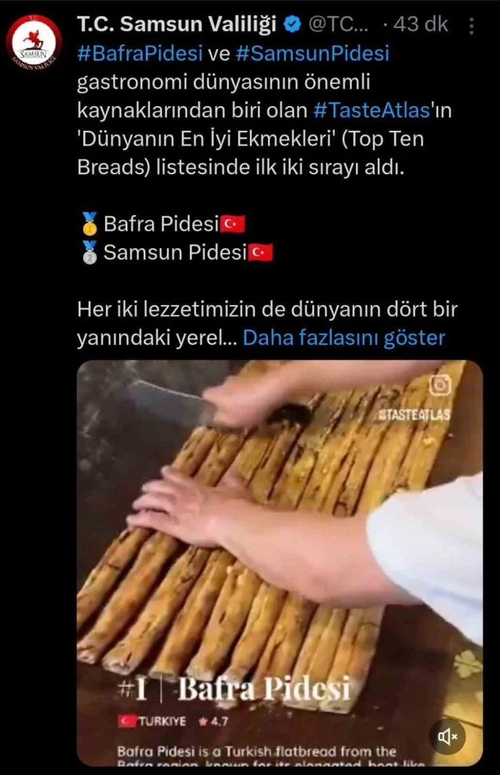 Dünyanın en iyi ilk iki ekmeği Samsun’dan
