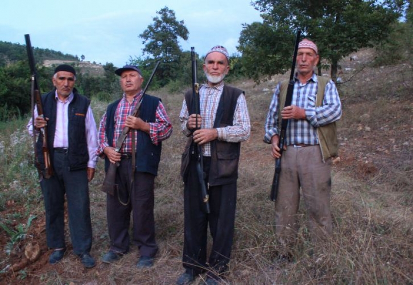 Bursa'da silahla domuz nöbeti